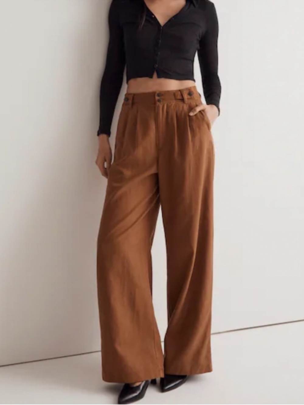 Madewell Harlow Wide Leg Trousers brown sz 6